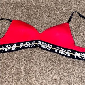 Silky pink Victoria’s Secret red bra